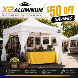 10'x10' ALUMINUM X2 Professional Canopy / Curtain-Wall Enclosure / Wheel-Bag / Spikes
